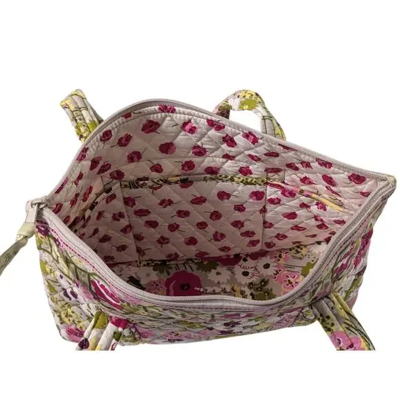 Make Me Blush Vera Bradley Shoulder Bag Floral Quilted Purse Pink Green Flowers - Picture 11 of 11